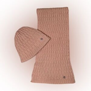 CHAOS Women Pink Knit Beanie and Scarf Set, O/S